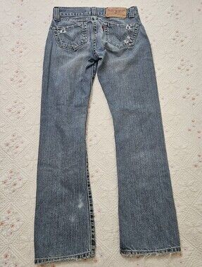 Levis Slouch Straight Rainbow Floral Stitching Low Rise Jeans Sz 5